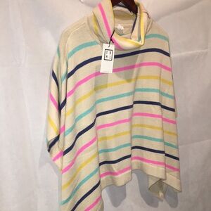 NWT THML Beige Turtleneck Striped Poncho | Size XS/S
